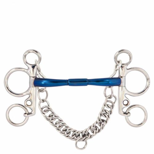 BR Mullen Pelham zabla, cilinderes kék acélból, 14 mm, 11.5 cm