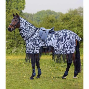   Waldhausen, Zebra légytakaró munkatakaró rojttal, fekete/fehér, 145 cm