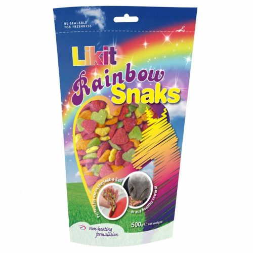 Likit Snacks Rainbow, színes, szív alakú jutalomfalat lovaknak, 500gr